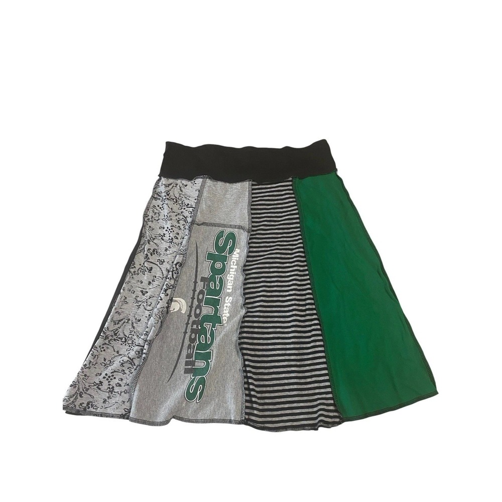 Michigan State Spartans Skirt Womens M L Upcycled Patchwork Reworked Gameday